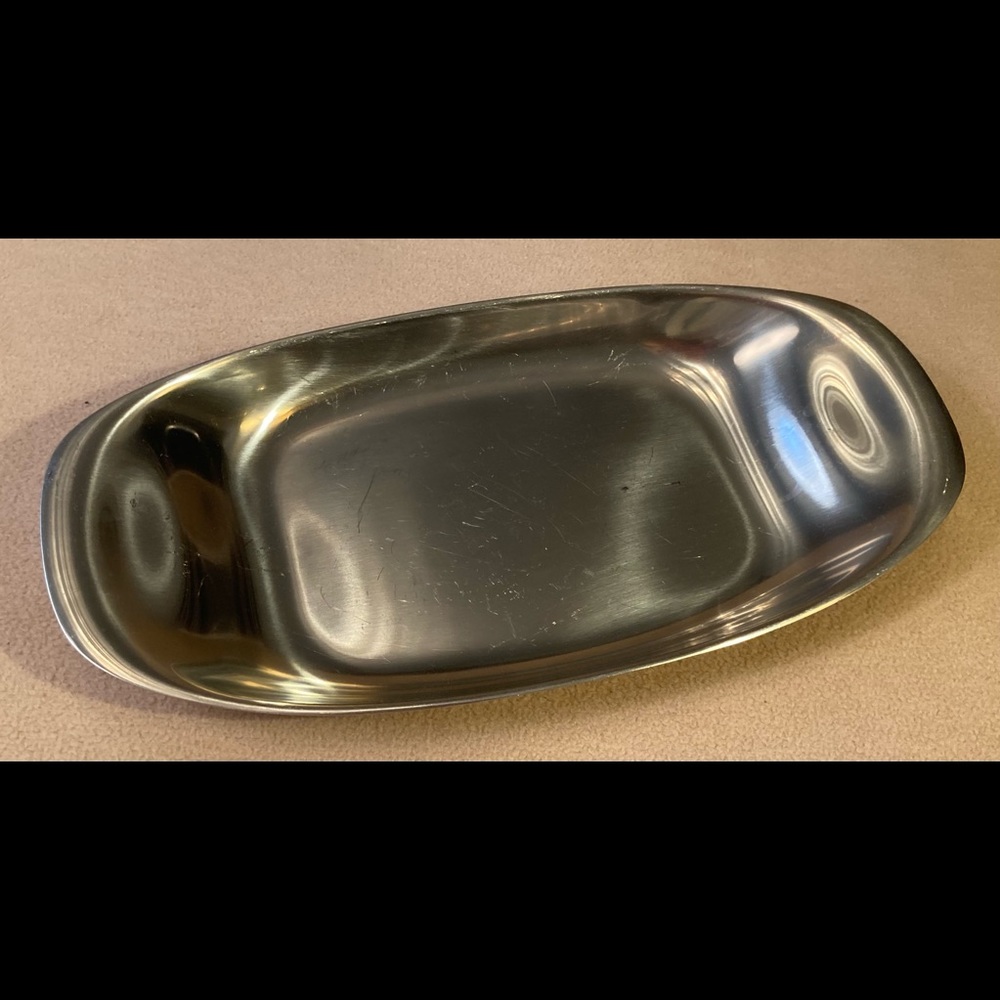 Stainless rectangle dish,very versatile for serving or  for personal items